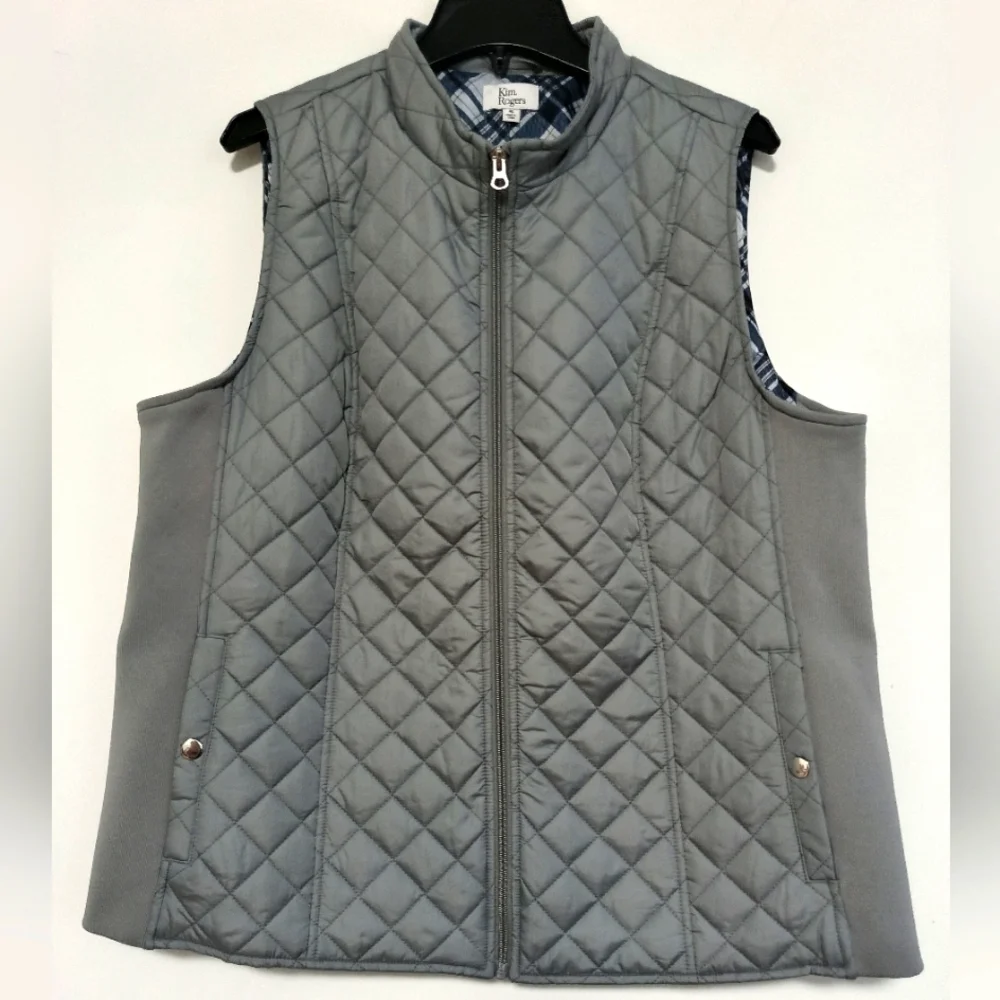 New Gray Quilted Vest / Size XL - Picture 1 of 8